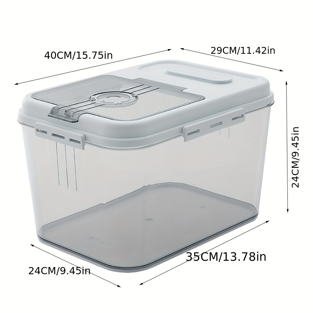 TEMU 15kg Rice Food Container Box Cereal Flour Grain Storage Box Dispenser Sealed Lid Kitchen Plastic Pet Food Bin