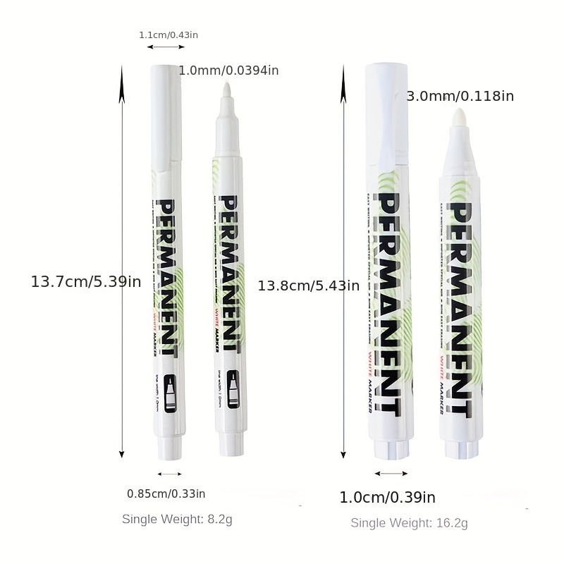 5pcs For Metal White Marker Pen 1/3mm Alcohol Oily Waterproof Tire Graffiti  Pens Permanent For Stainless Steel Fabric Wood Leather