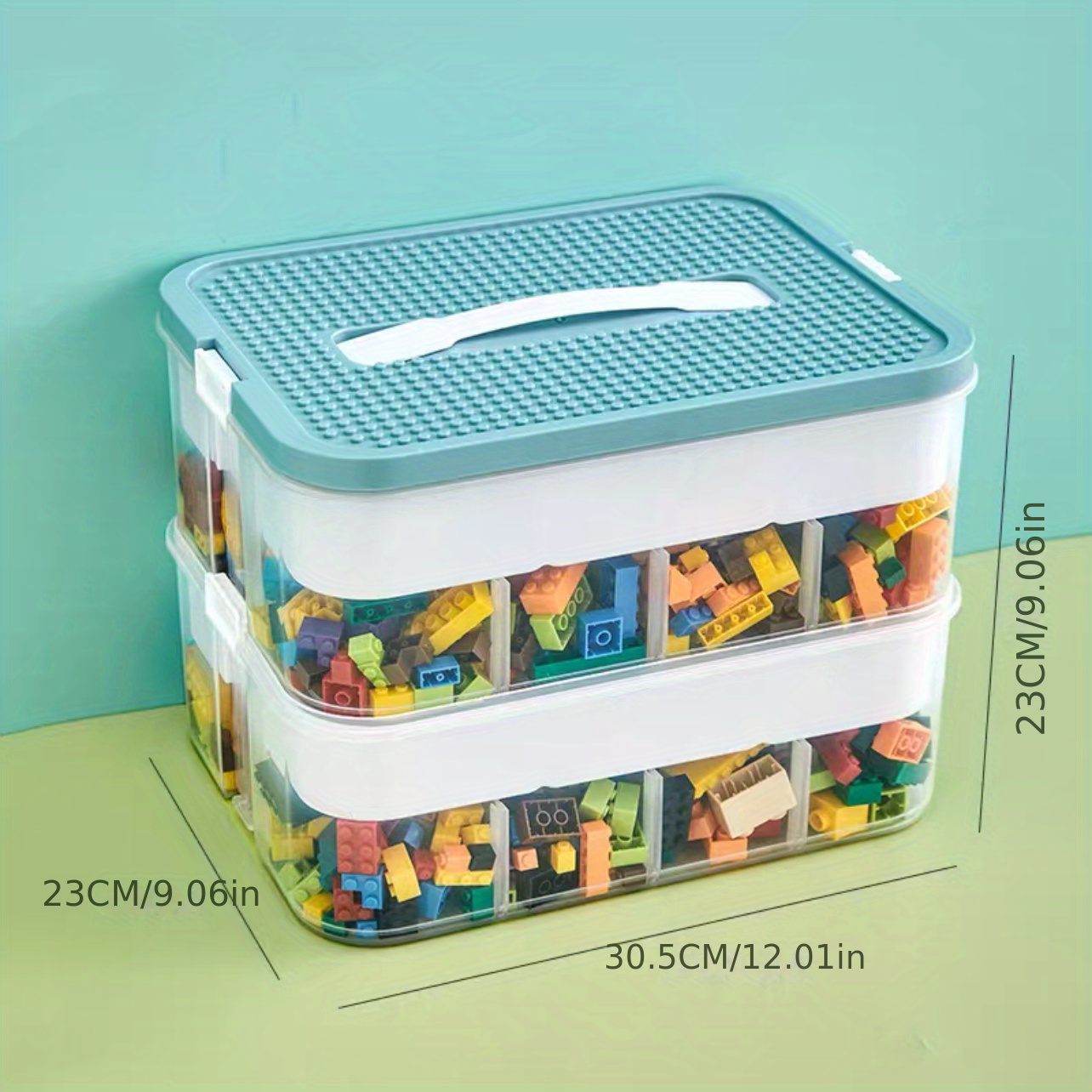 Cute 1/2/3 layer Blocks Storage Box With Lid Grids Large - Temu