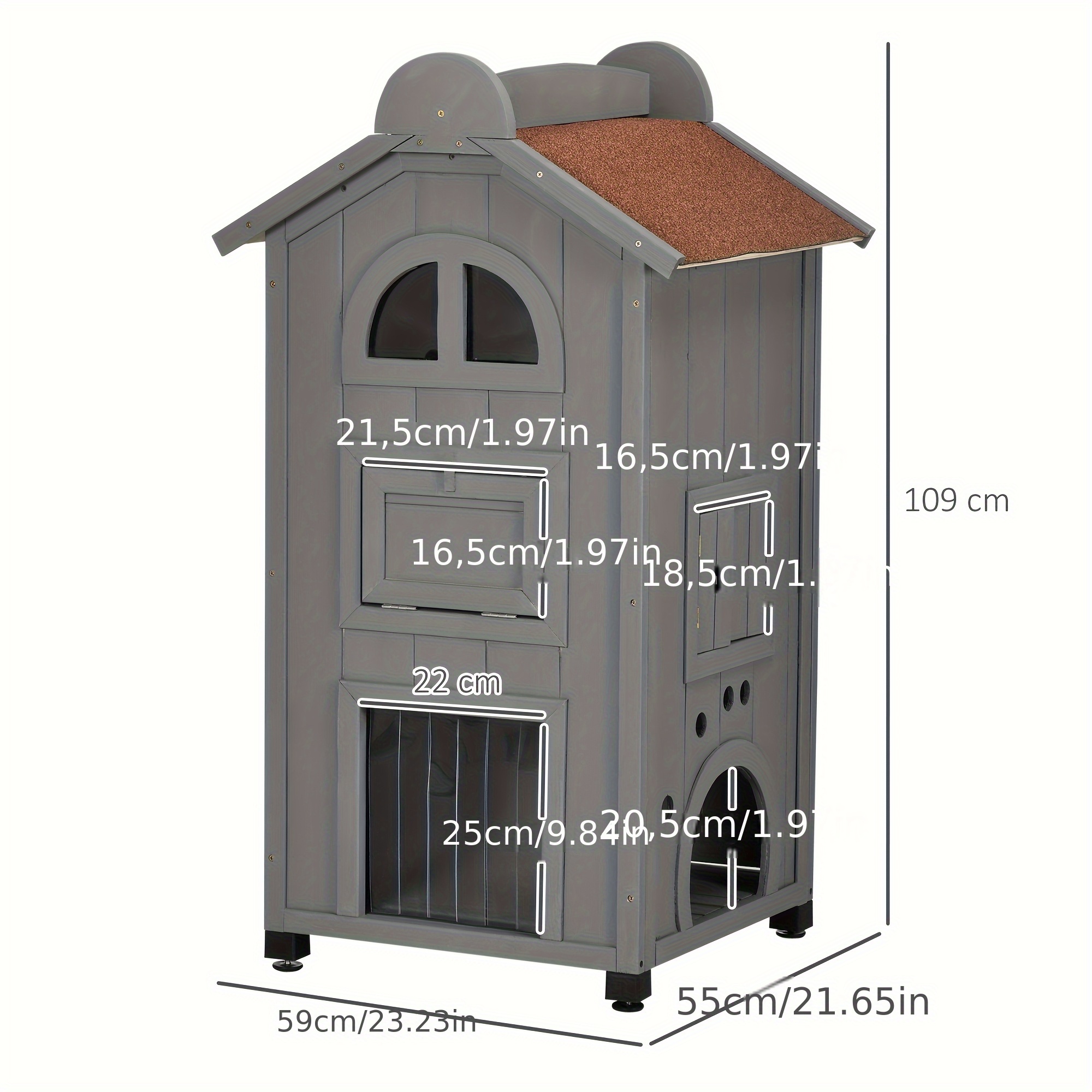 modern grå kattstuga med asfalttak – i ett kattsäng - Temu Sweden
