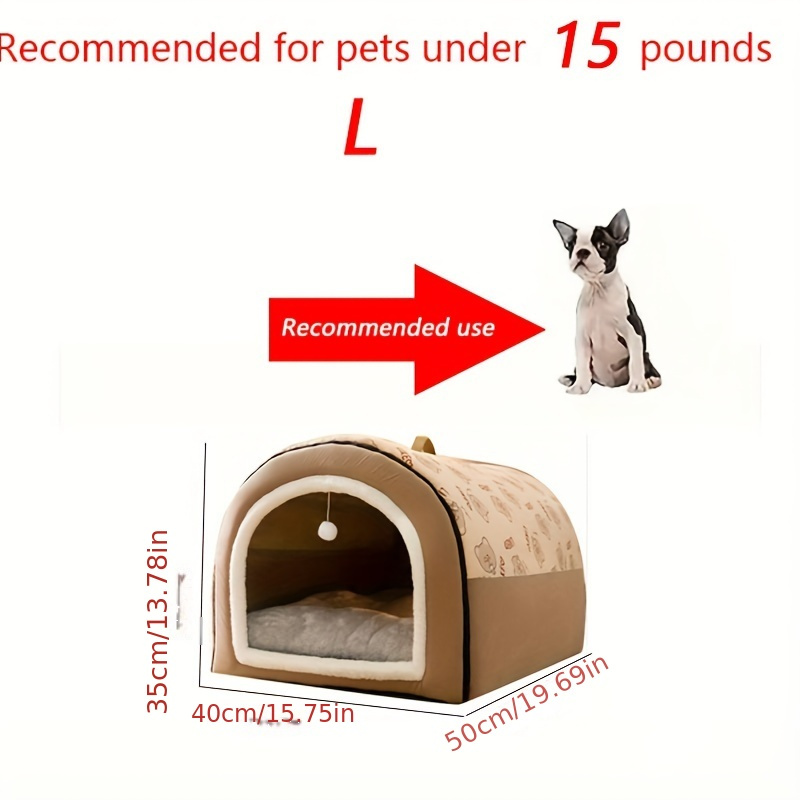 TEMU 1pc Warm Enclosed Dog Bed, Universal Dog Kennel, Removable And Washable Pet Sleeping Bed