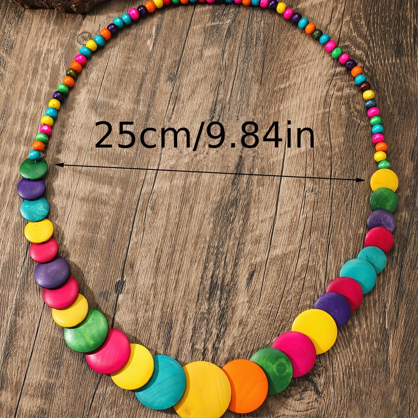 A Handcrafted Wooden Bohemian Beaded Necklace In Various – view 3