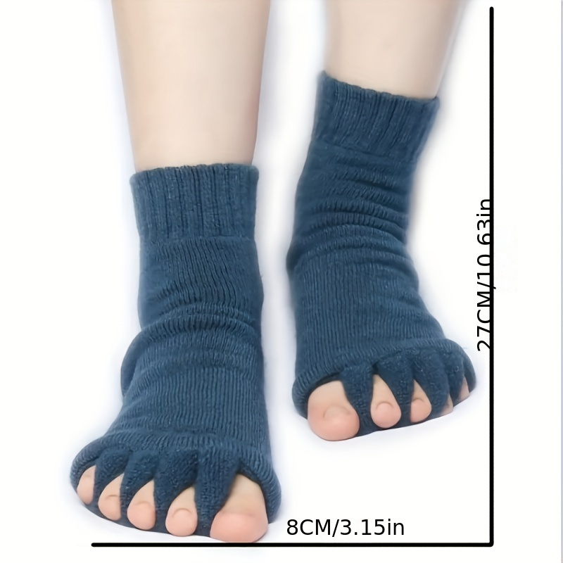 3 Pairs Toe Separator Socks, Cotton Foot Alignment Socks for Women