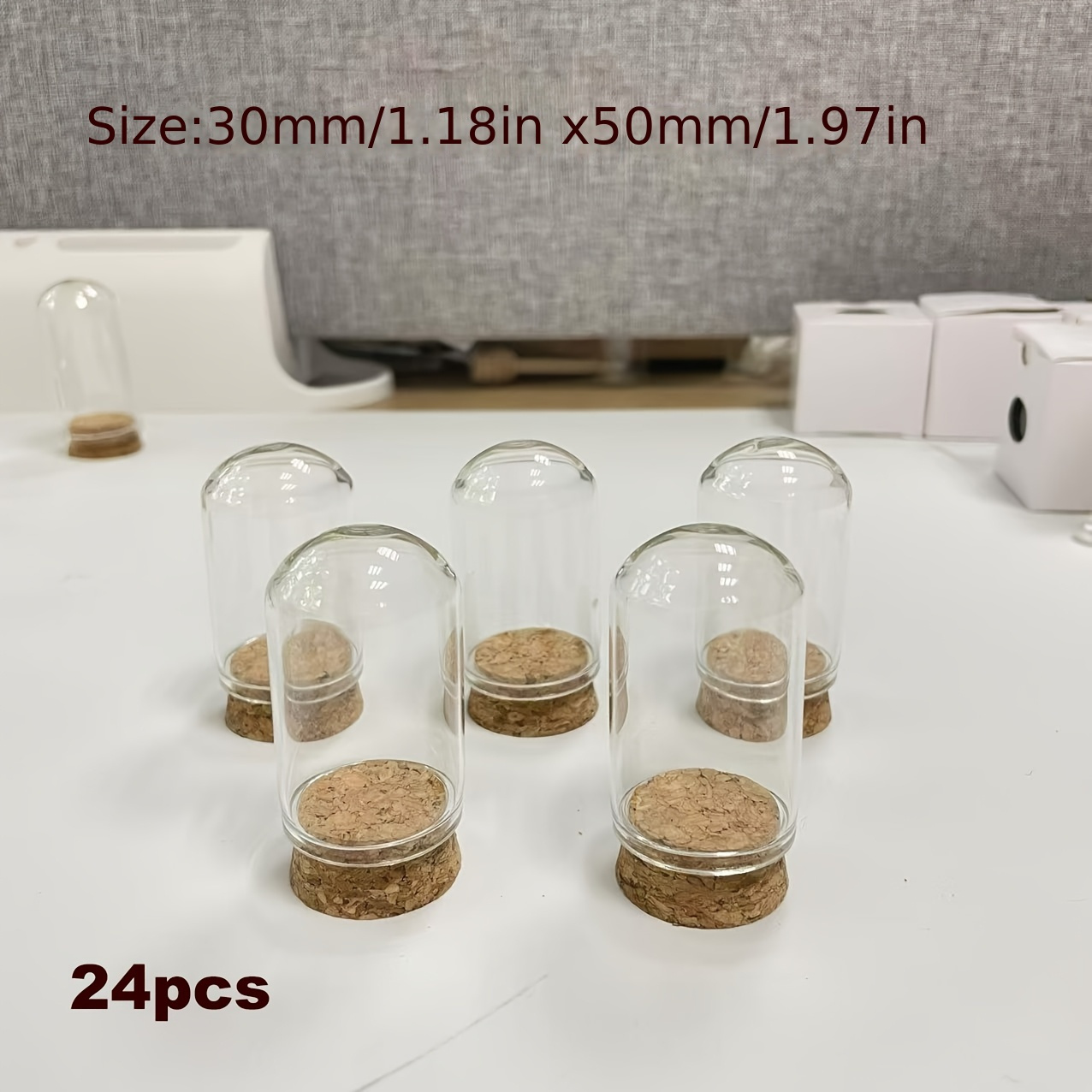 Image of Gift For Her/him Wedding Decor! Elegant Handmade Almond Candies In Glass Jars With Cork Stoppers, White Display Cloth. Durable Glass, Dome Accent. For Weddings, Mother's Day, And Party Favors