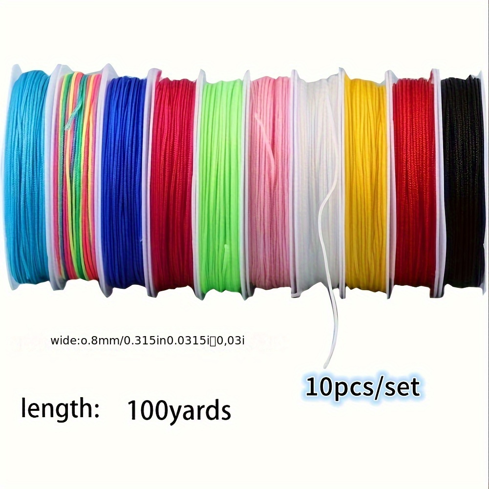 Image of 10pcs/set Random Color Vibrant Nylon Thread Assortment - 10 Colors, Inelastic, Solid, Random Mixed Color Crafting Cord For Making Braid Bracelets, Necklaces, And Jewelry
