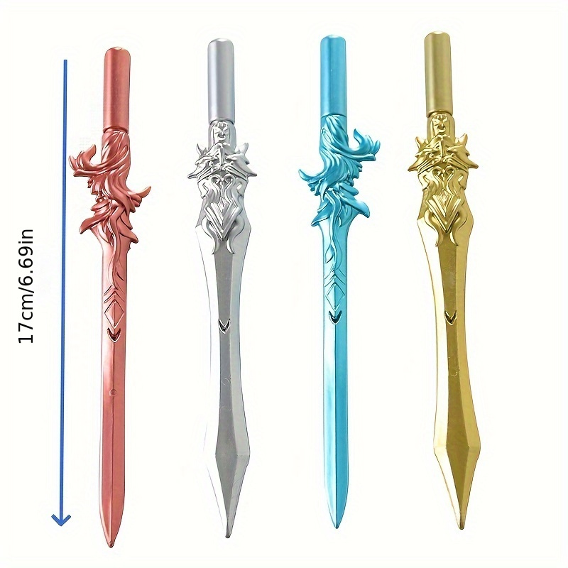 3pcs Creative Sword Neutral Pen Long Sword Tassel Black Core Weapon Water  Pen Student Stationery