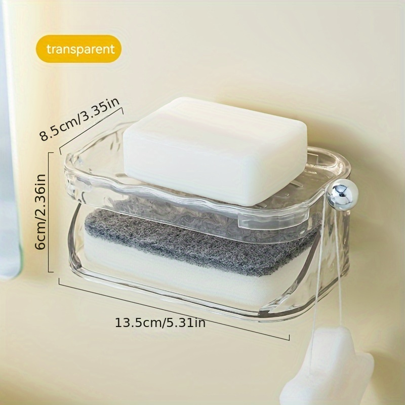 1pc Double-layer Thickened Soap Box With Drain Tray, Clear Soap