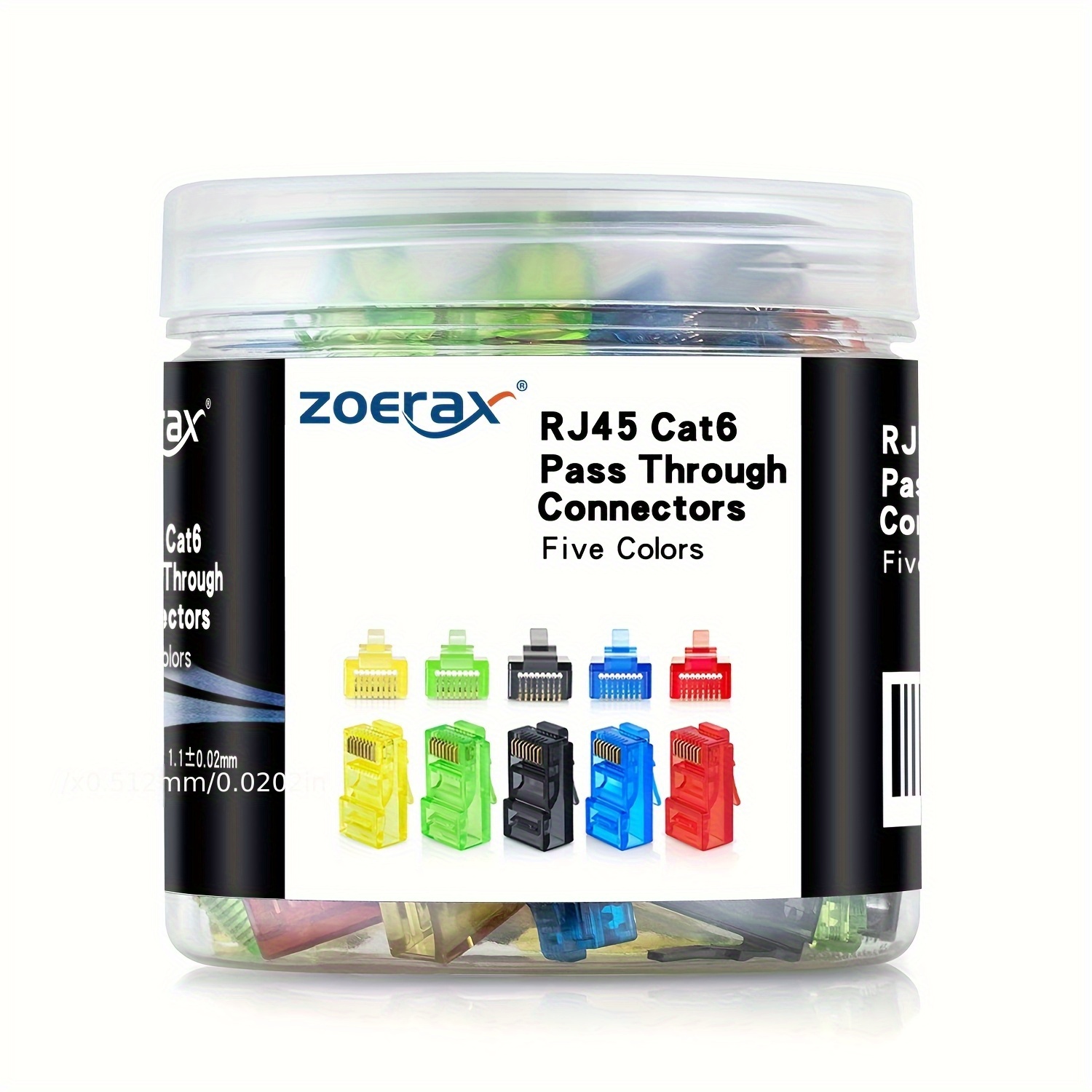 E-shop ZoeRax 100 Stück Cat6 RJ45 Steckverbinder Durchgang, Verschiedene Farben, Einfach zu Crimpen Modulstecker für UTP Netzwerkkabel (Massiv oder )