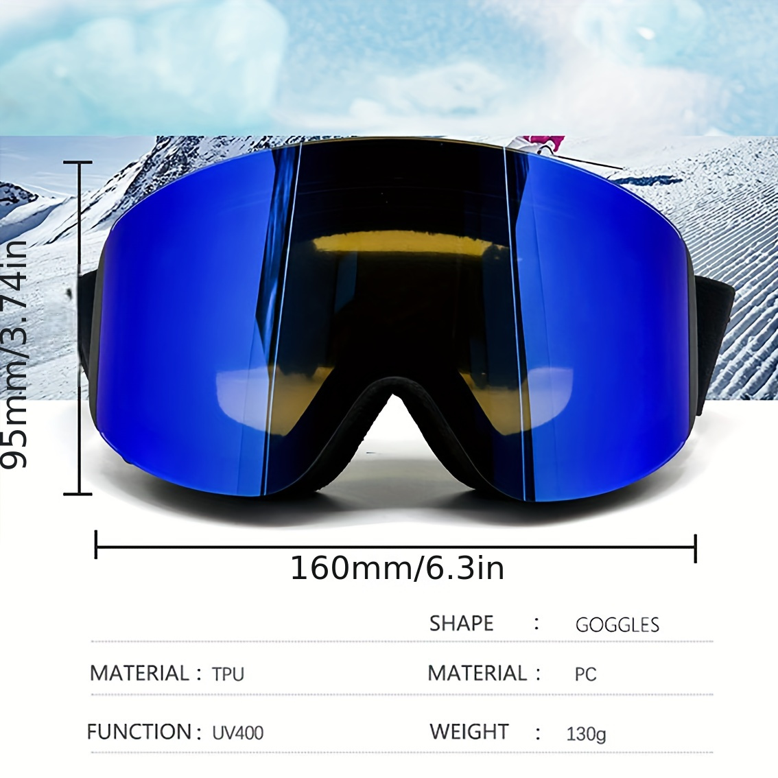 1pc Polarized Ski Goggles With Double Layer Lens, Skiing Anti-fog UV400  Snowboard Goggles, Outdoor Sports Ski Glasses Eyewear, Snowboard Goggles *