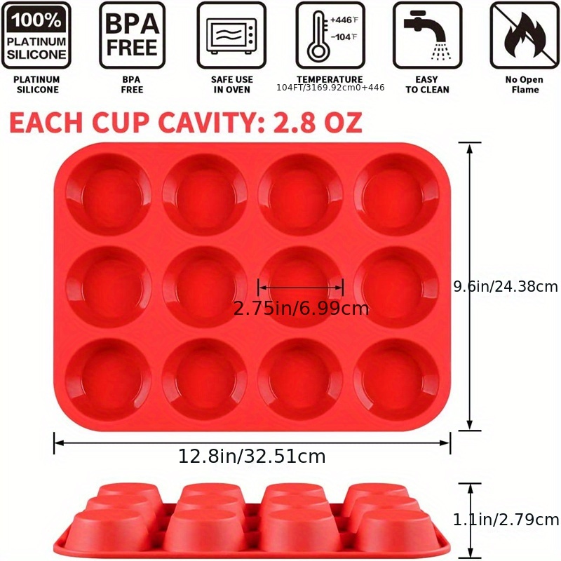 1pc 12 cups silicone muffin pan 12 8x9 6 nonstick bpa free cupcake pan regular size silicone mold baking tools kitchen gadgets kitchen accessories details 2