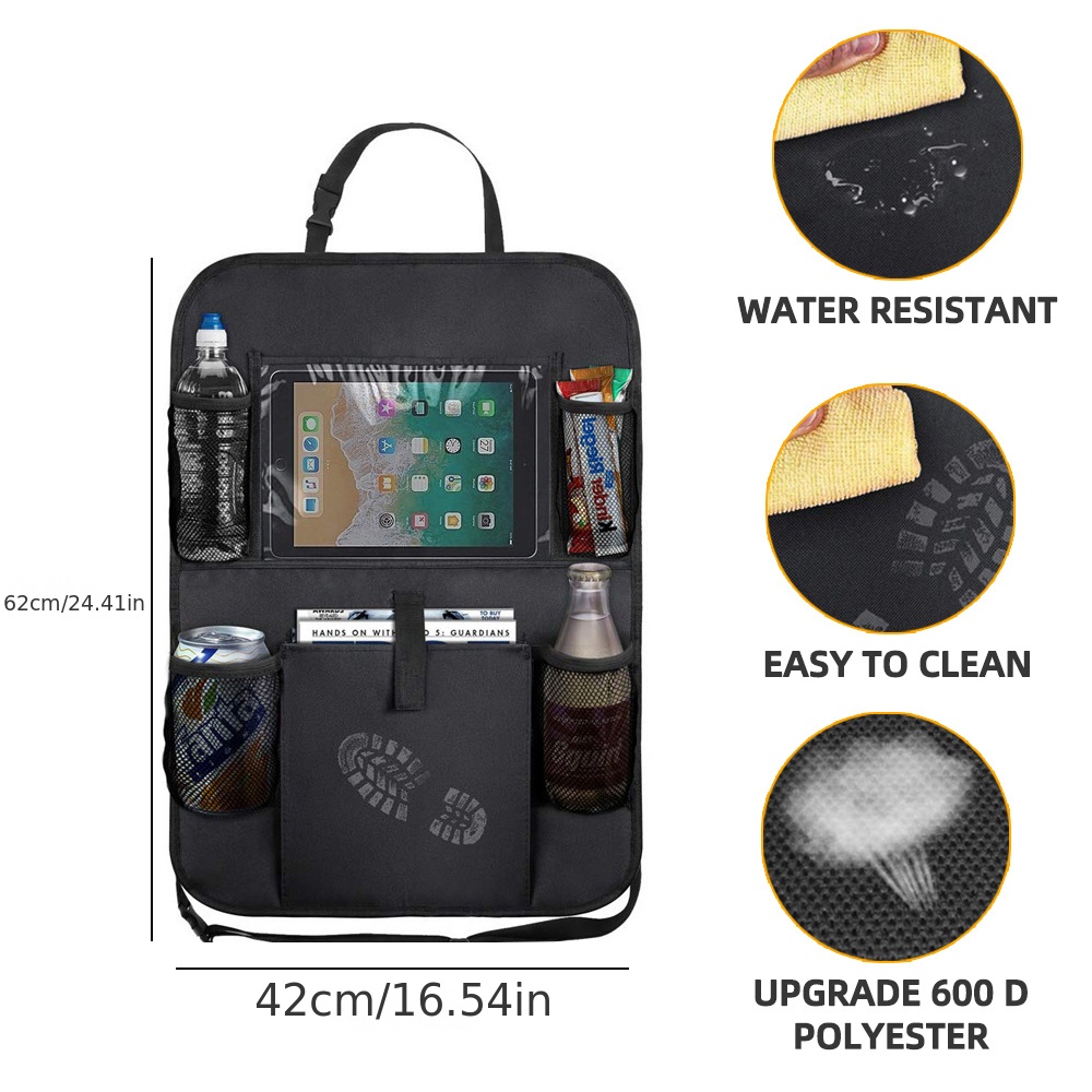 Car Seat Back Organizer w/ Tablet Holder Auto Back Seat Storage Protector