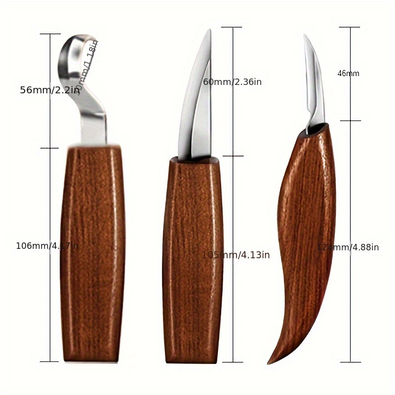 Juego de herramientas de tallado de madera, herramientas de mano para  tallar madera para principiantes con detalle de cuchillo de tallado de  madera y
