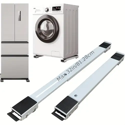 Base movible de tamaño ajustable para lavadora para secadora, refrigerador,  muebles telescópicos, rodillos con ruedas giratorias de bloqueo (4 ruedas)