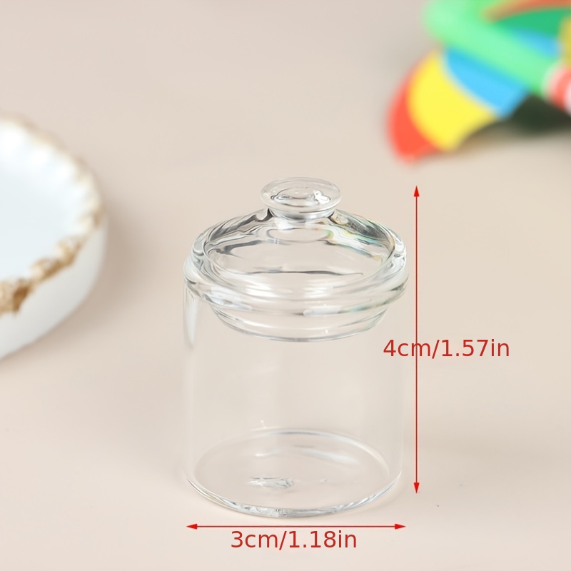 Dollhouse Miniature Real Glass Candy Jar 1/6 Scale Apothecary Jars With Lid  Miniature Storage Glassware for Doll House 