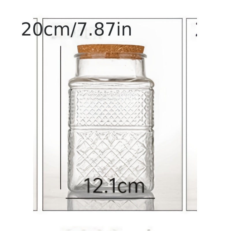 60 Ounce Square Large Glass Jar with Bamboo Lid - Large Kitchen Decorative  Glass Jars with Vintage Diamond Pattern - Coffee Pasta Sugar Tea Snack Nuts