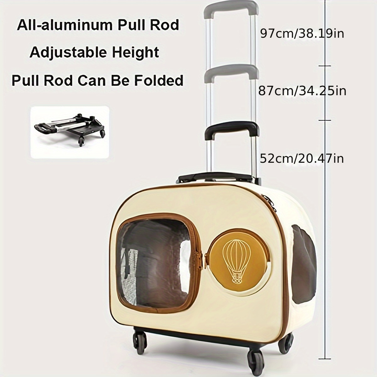 Extra Large Portable Pet Trolley Case, Detachable Dog Trolley Case, Large  Foldable Pet Bag Cat Travel Carrier Bag - Temu