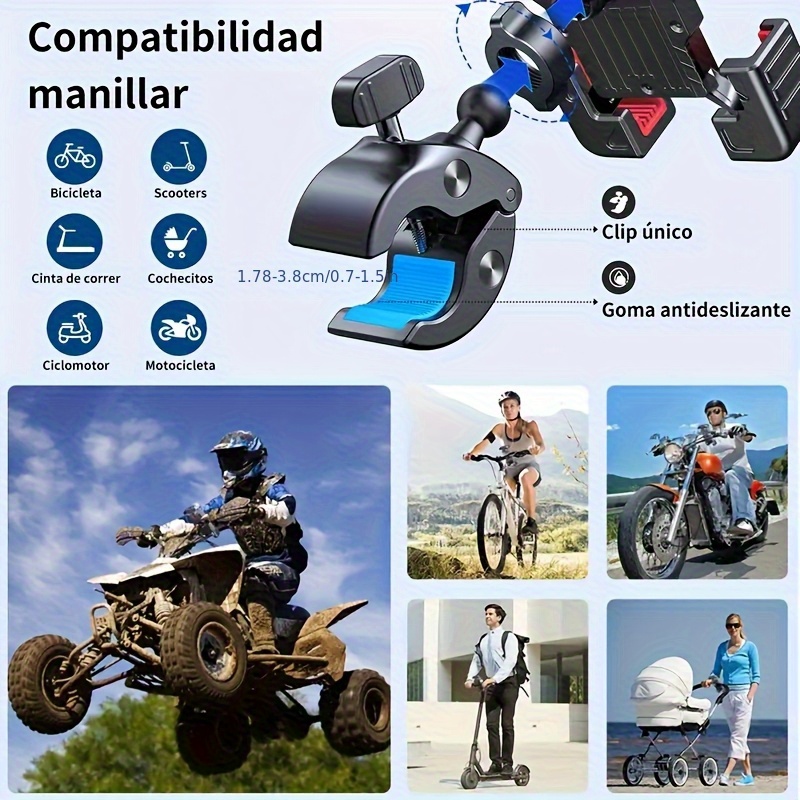 Motorcycle Phone Holder - Durable ABS Handlebar Attachment with Red Grips And Adjustable Clamp Securely Holds Smartphones on Motorcycles Motorcycle Additions | Sturdy Phone Grip | Adjustable Clip Design Bicycle Phone Holder Stainless Steel Motorcycl