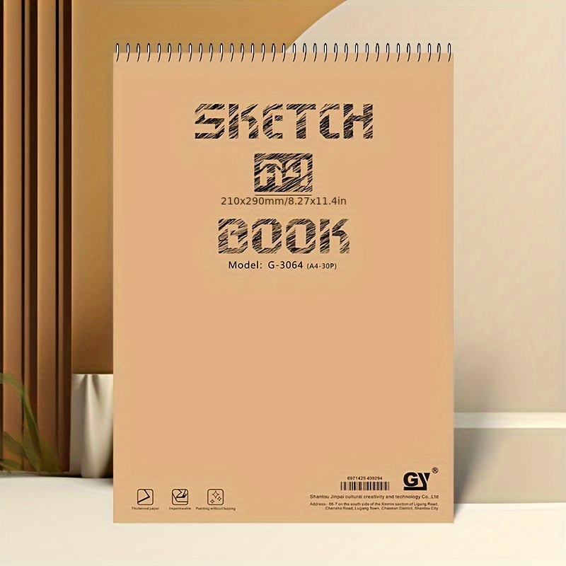 

A4 Size Sketchbook 1-pack, 30 Sheets, Spiral Bound Blank Drawing Pad, Artist Sketching Notebook For Studio & School Supplies, Ideal Artistic Drawing Gift