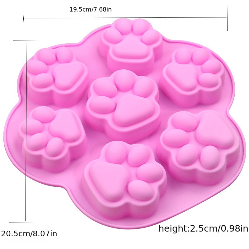 Cat Paw Shape Silicone Mold 7 Cavity Dog Treat Mold Silicone - Temu