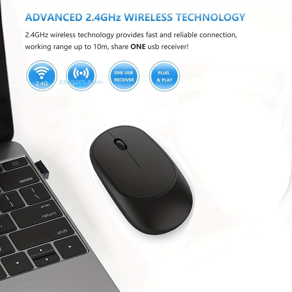 Light And Thin Silent Wireless Mouse Portable Desktop - Temu