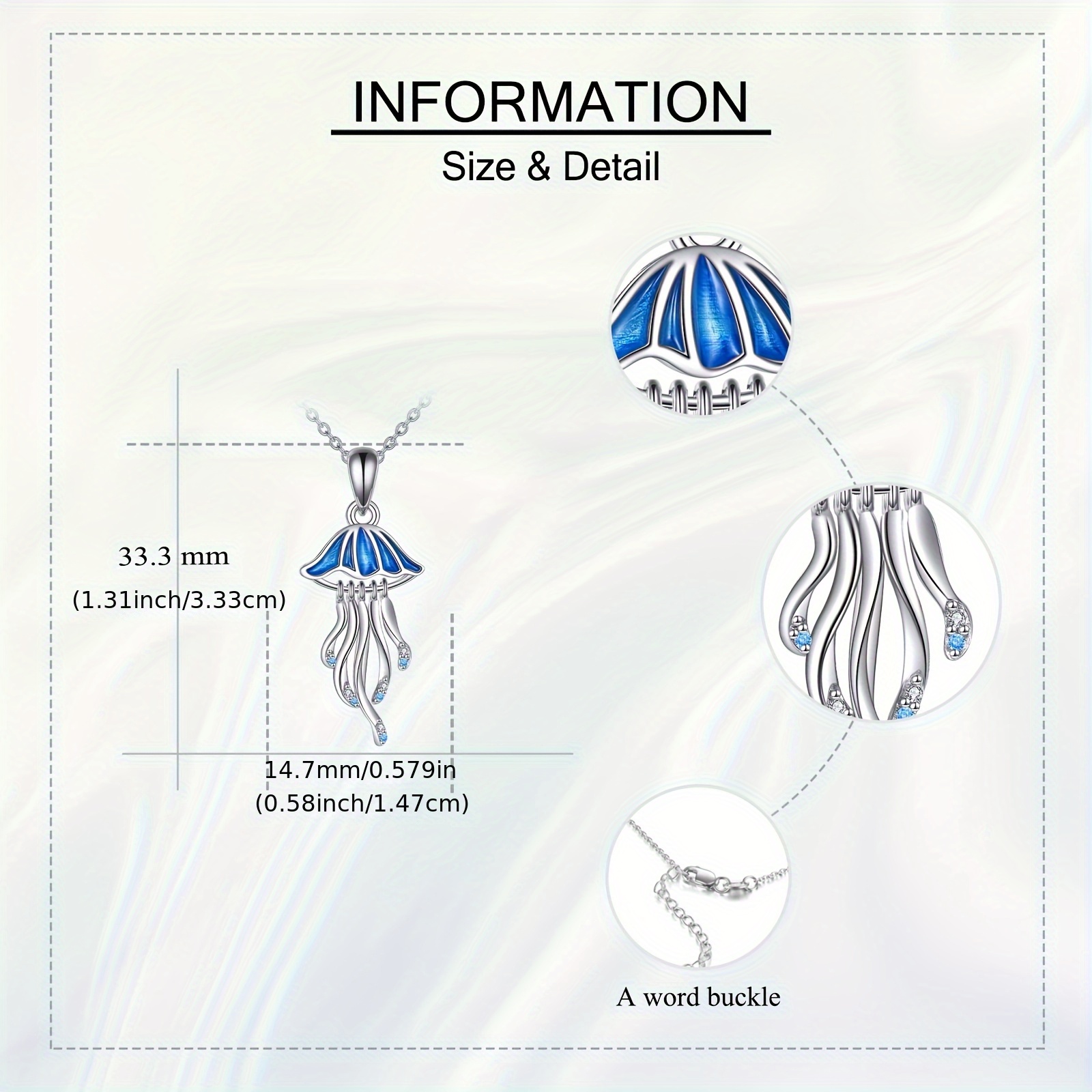 Women's 925 Sterling Silver Jellyfish Pendant Necklace