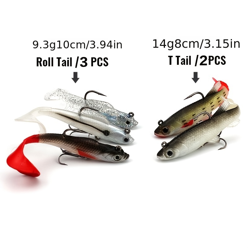 Lead Fish Lure Set: Soft Bait T Tail Perfect Fishing Tackle - Temu