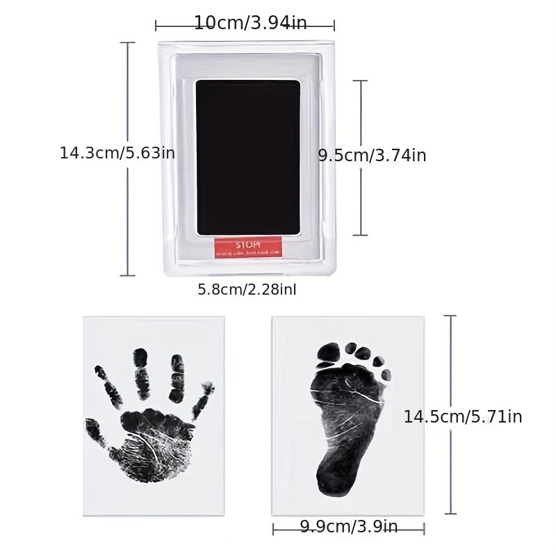 Black and Blue Ink Pads and Cards, Baby Handprint and Footprint Kit (14  Pieces)