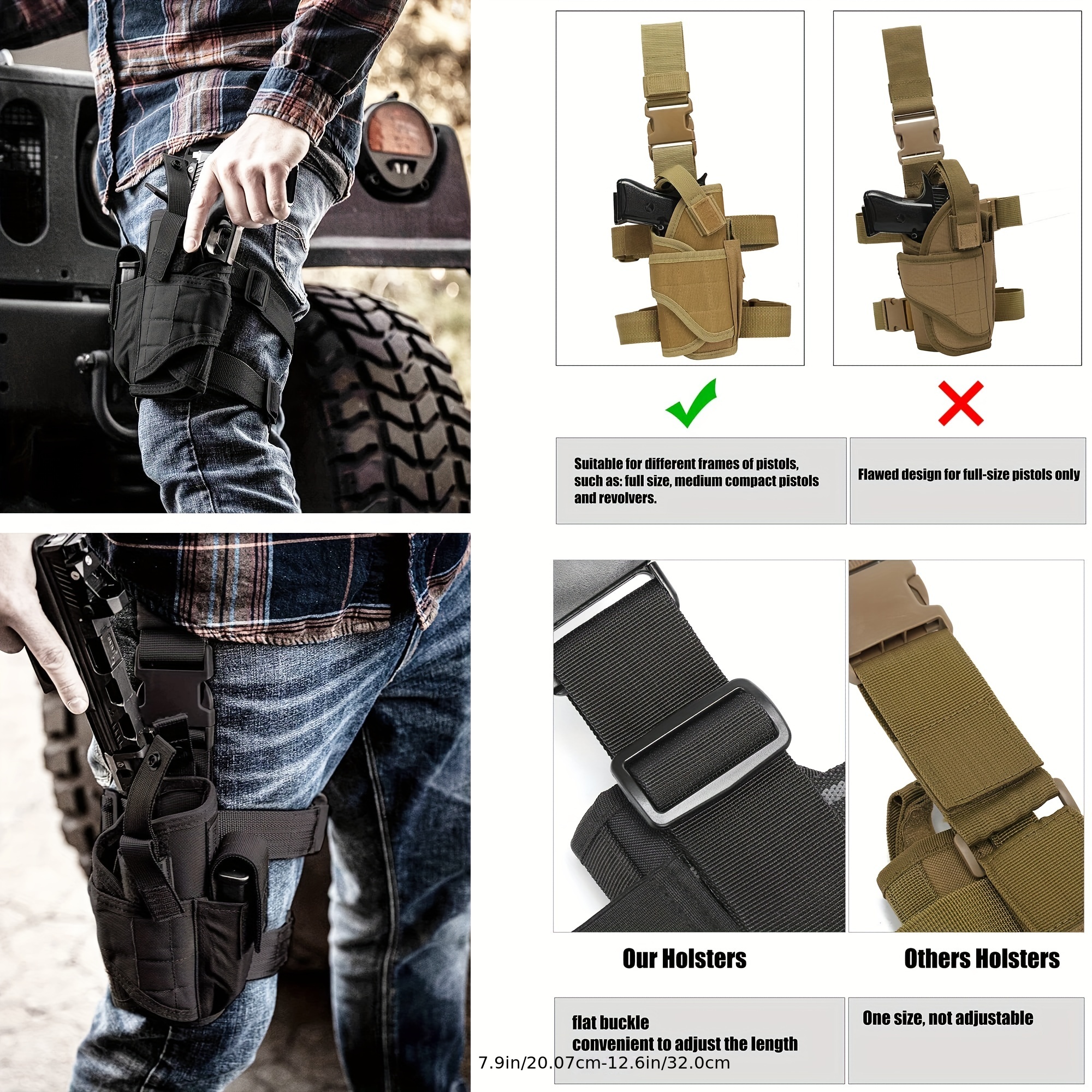 TACTICAL DROP LEG THIGH HOLSTER WITH MAGAZINE CARRIER- Choose Your