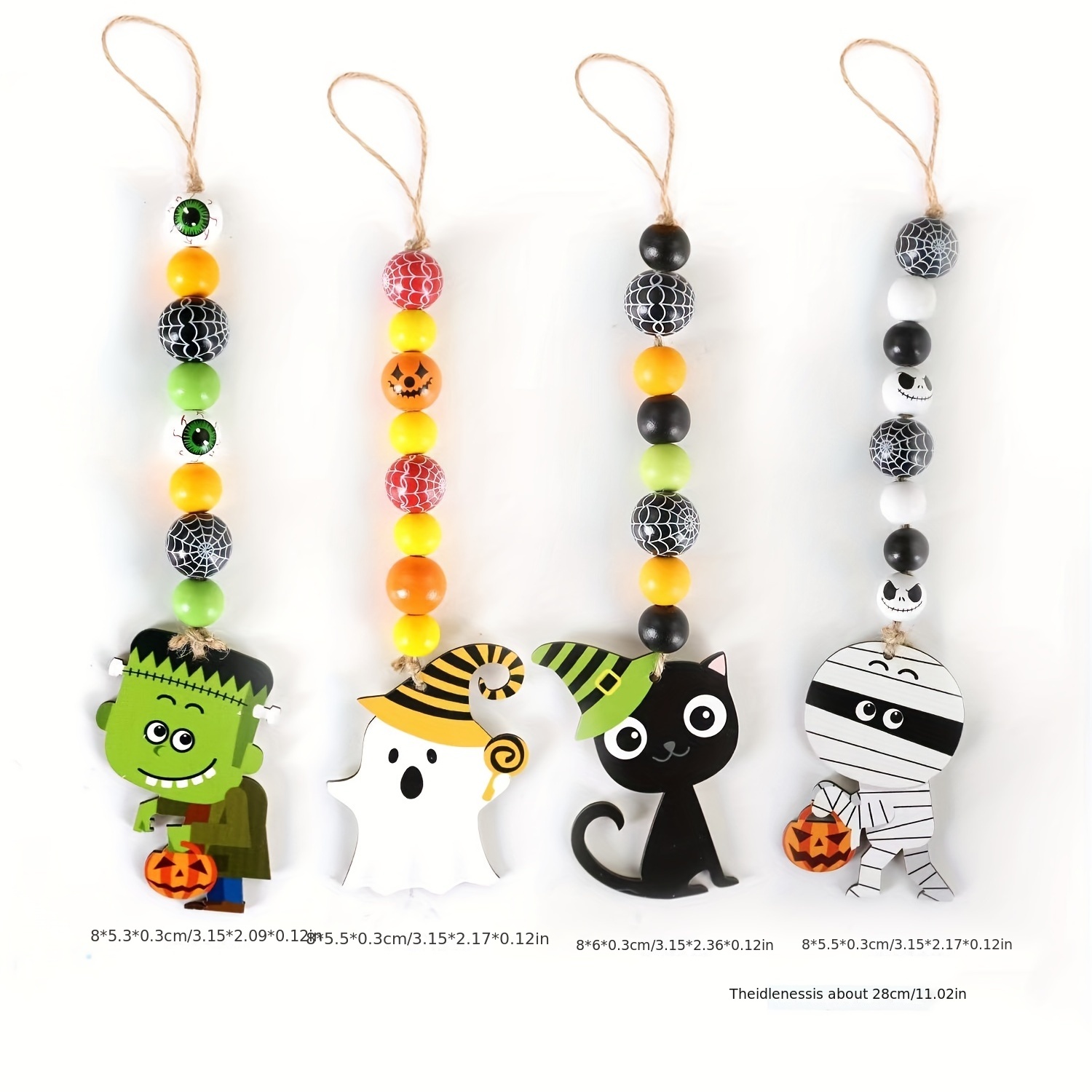 Halloween Wooden Beads String Tassel Diy Ghost Black Cat Tag - Temu Canada