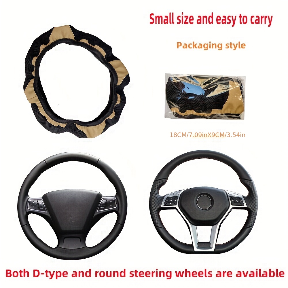 PU Leather 3D Mesh Car Steering Wheel Cover 37 Car Accessories