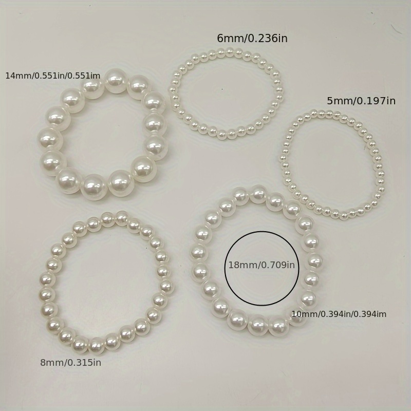 5pcs Acrylic Pearl Bracelet Set Vintage Beaded Stacking Jewelry