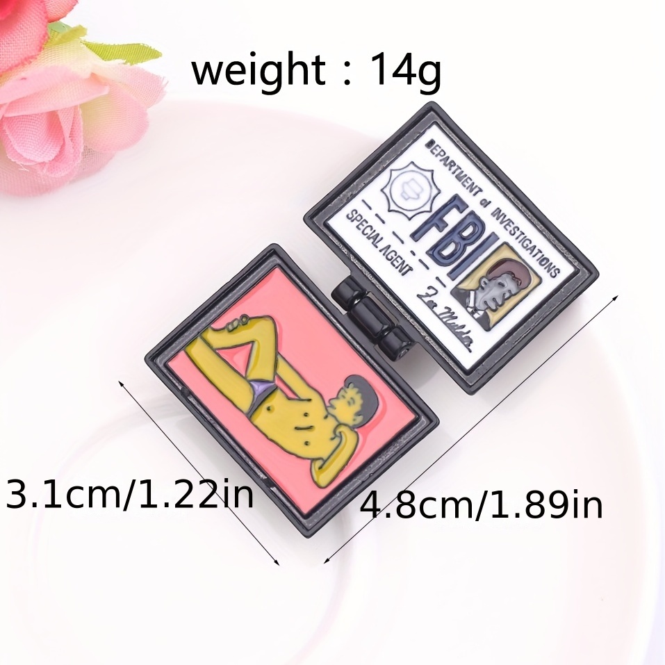 Personalized Cartoon Fbi Work Permit Foldable Brooch, Cartoon