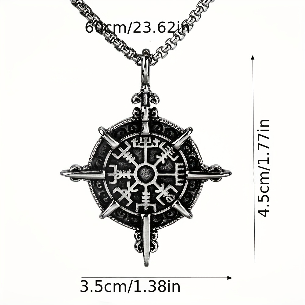 Viking Compass Pendant Necklace for Men