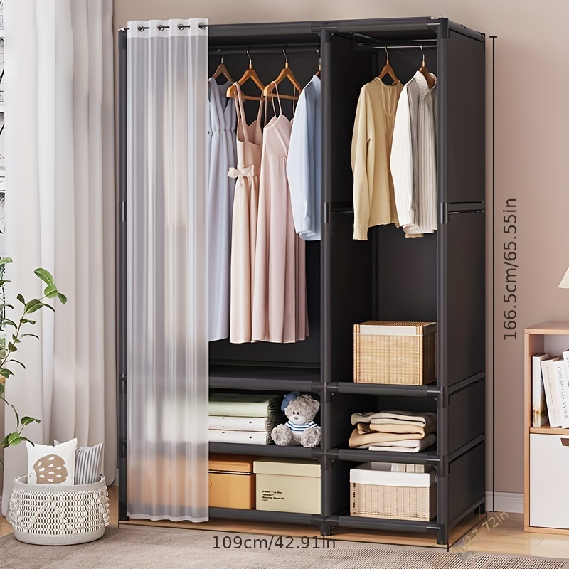 Simple Clothes Storage Wardrobe With Drawer And Dust - Temu