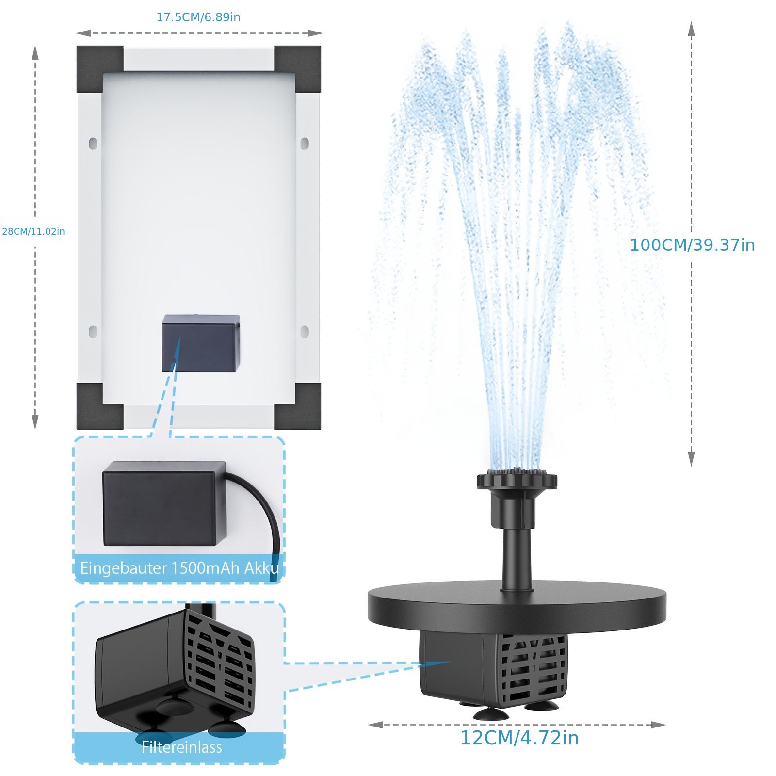 Pompe De Fontaine Solaire 1pc 5.5W Pompe À Eau Solaire - Temu Canada