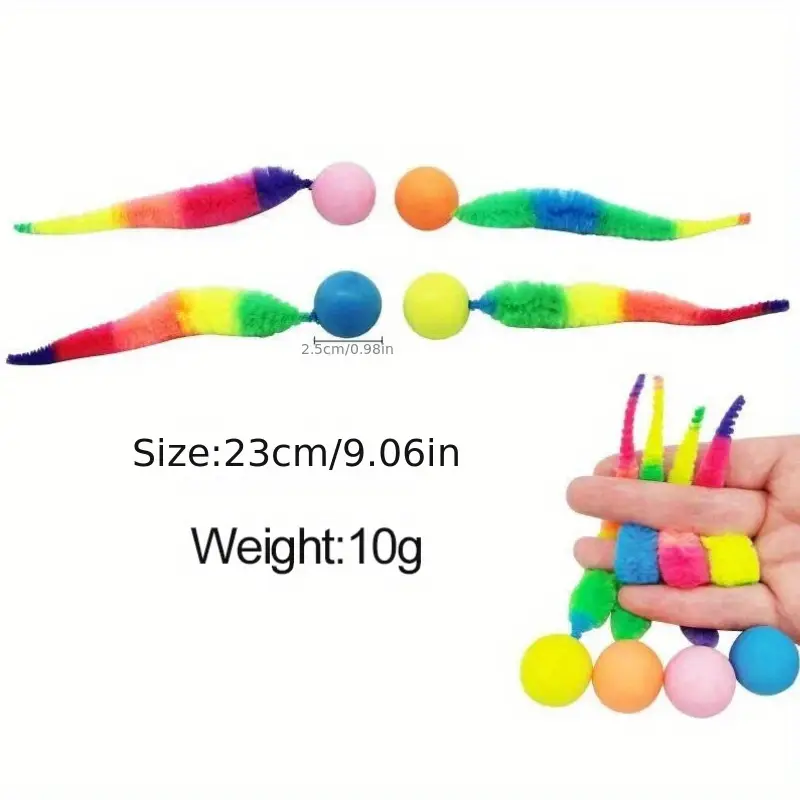 2pcs cat interactive toys colorful bouncing ball pet educational teaser toys indoor cat plush toys Product details 3
