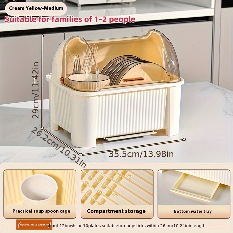 1  layer kitchen storage rack space saving dish organizer with ventilated compartments for bowls plates cups pots pans durable plastic cabinet organizer for home kitchen organization kitchen rack elegant kitchenware   material single layer cream color 0