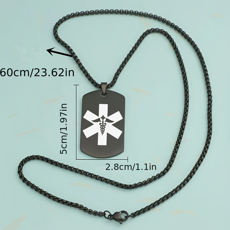 Custom Alarm Necklace ID Name Phone Number Initials Pendant Necklace Men
