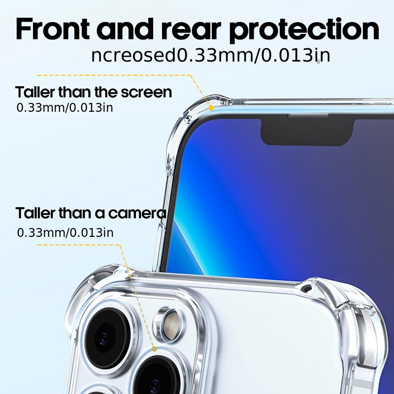 For iPhone 15 Pro Max Case with Camera Lens Protector Full Protection Clear