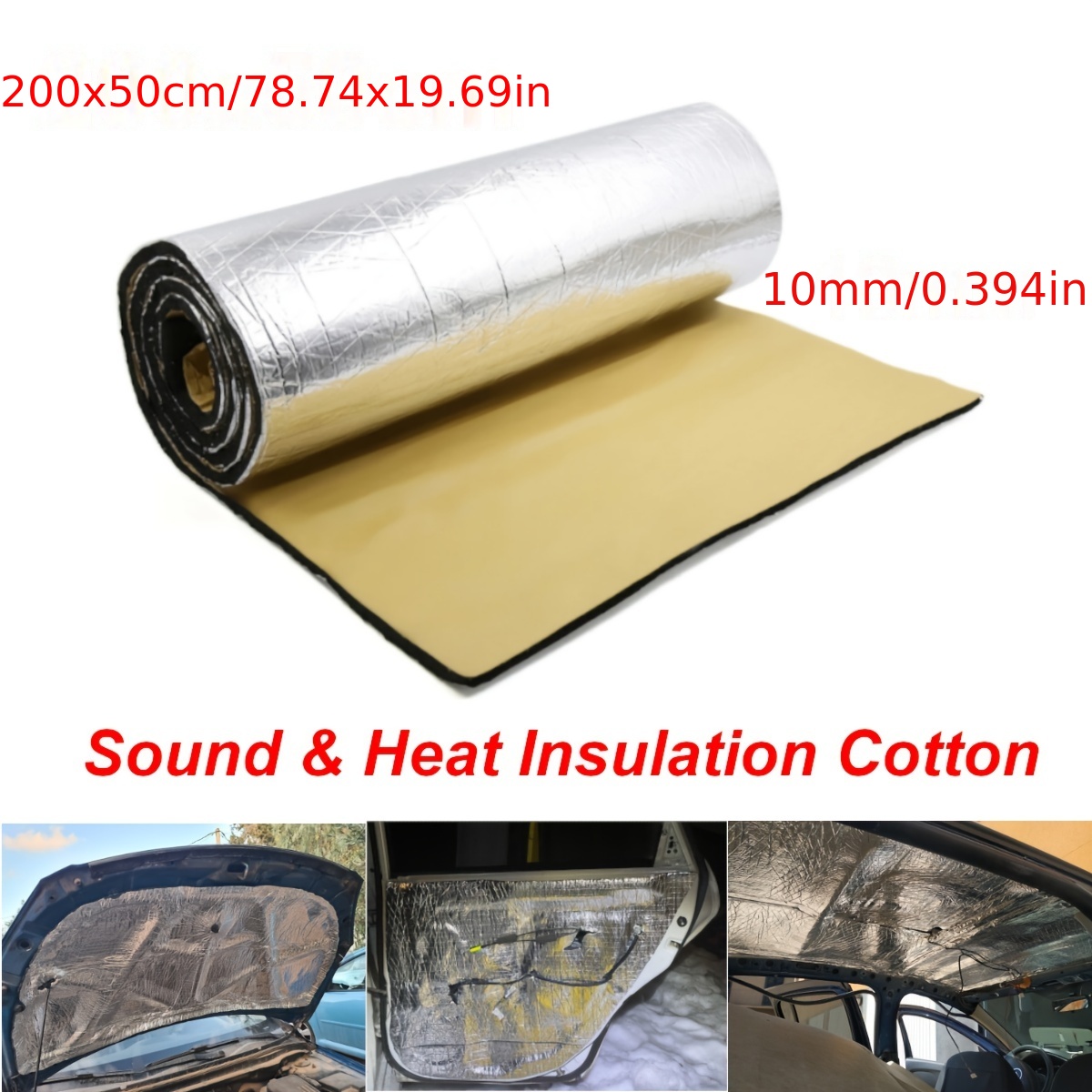 Aislamiento acústico de coche amortiguación aislamiento espuma estera  aislante almohadilla 100x50 cm
