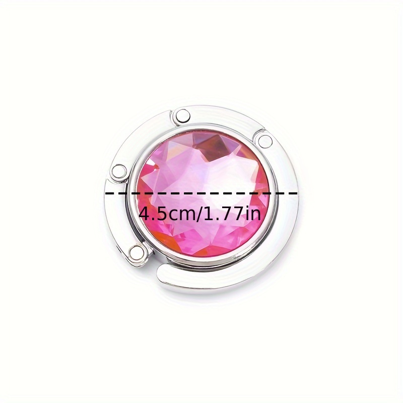 Image of 1pc Fashion Metal Purse Hook, Foldable Handbag Hanger With Crystal Embellishment, Wall Mount Utility Hooks With Special Easy-store Design