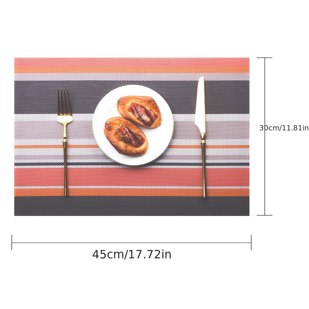 Set of 4 Woven Vinyl Stripes Placemats - Washable & Reusable