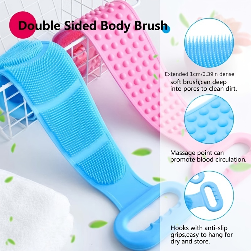 Silicone Bath Shower Body Back Skin Brush Scrubber Wash Double