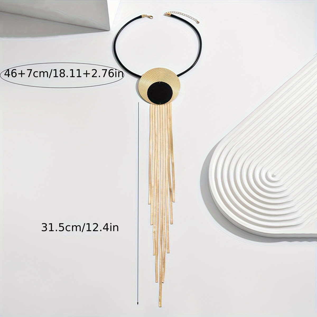 Vintage Fingerprint Pendant with Tassel Necklace