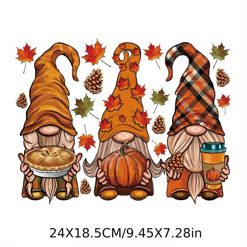 Seajan 48 Pcs Thanksgiving Iron on Transfers for T Shirts Fall Pumpkin Iron  on Decals Autumn Heat Transfers Vinyl Stickers Gnome Maple Leaf Patches