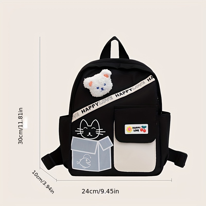 Plush Cat Cartoon Backpack Lightweight Travel Nylon Schoolbag