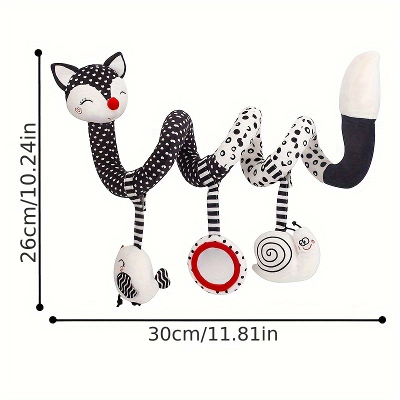 cartoon fox black and white spiral pendant stroller pendant soothing baby plush toy easter gift details 1