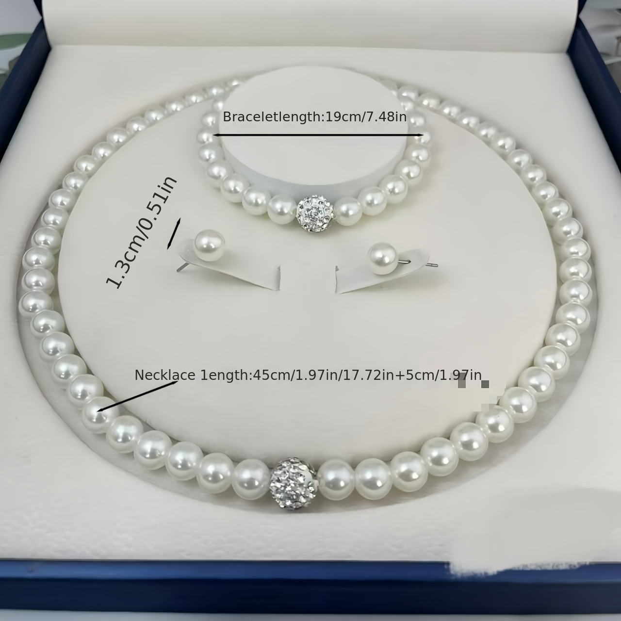 European and American Cross-border Imitation Pearl Necklace Bracelet Earrings Set Three-piece Set Foreign Trade Bride Accessories, for Wedding