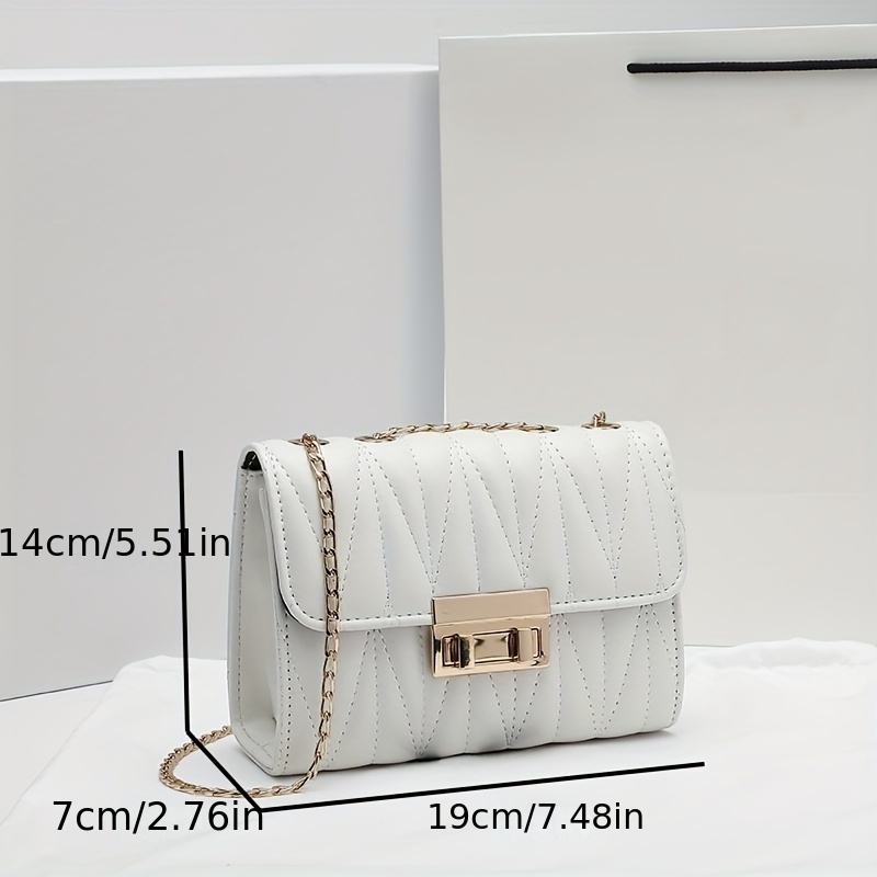 Classic Quilted Square Shoulder Bag Solid Color Flap Chain Bag Womens  Textured Purse, Buy More, Save More