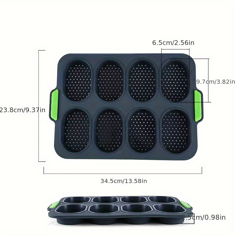 1pc silicone french bread oven mold with 8   non stick dough molds heavy duty heat resistant up to 428 f non toxic   precise baking for homemade bread pastries rolls ideal for   kitchens dishwasher safe compatible with   elliptical design for   baking durable easy to   for   bread Product details 2